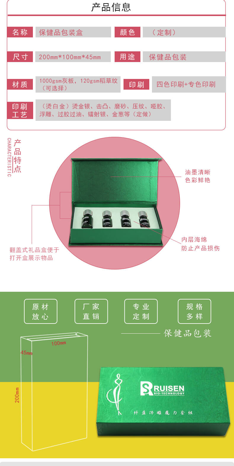 保健品禮盒包裝產品參數