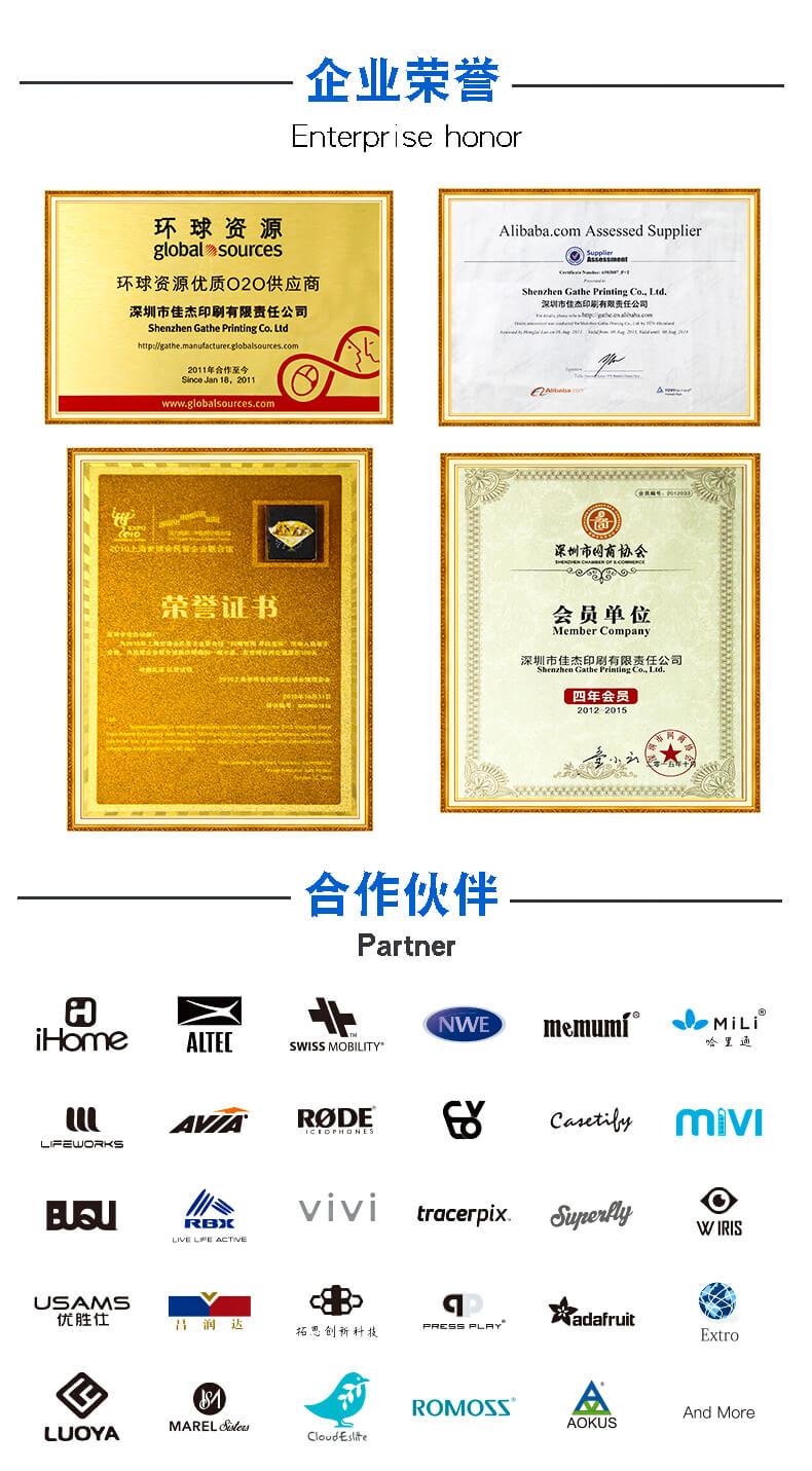 耳機包裝廠家榮譽證書
